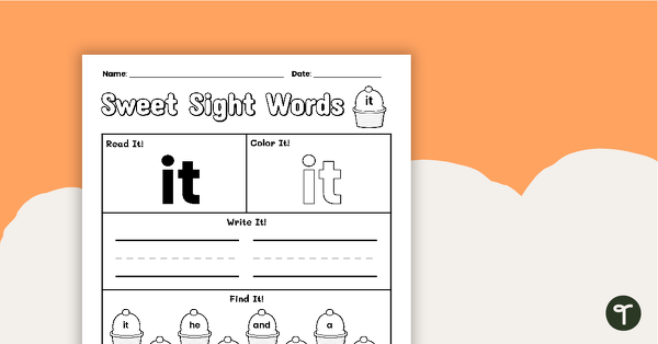 Go to Sweet Sight Words Worksheet - IT teaching resource