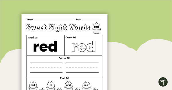 Go to Sweet Sight Words Worksheet - RED teaching resource