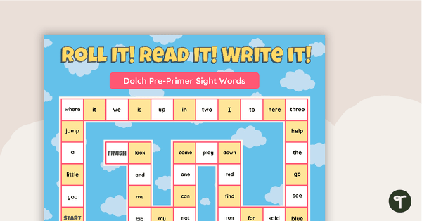 Go to Roll it! Read it! Write it! Dolch Pre-Primer Sight Words teaching resource