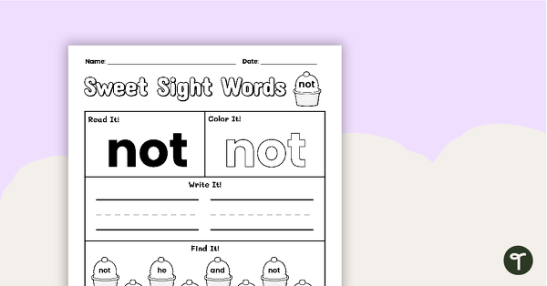 Go to Sweet Sight Words Worksheet - NOT teaching resource