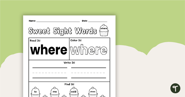 Go to Sweet Sight Words Worksheet - WHERE teaching resource