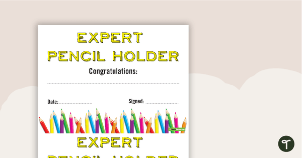 Go to Expert Pencil Holder Award Certificate teaching resource