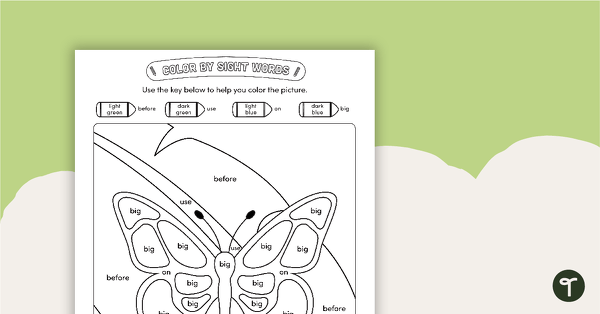 Go to Color by Sight Words - 4 Words - Butterfly teaching resource