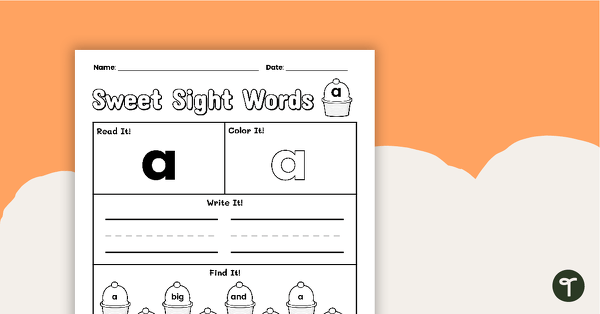 Go to Sweet Sight Words Worksheet - A teaching resource