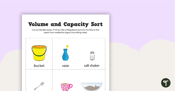 Go to Volume and Capacity Sorting Activity teaching resource