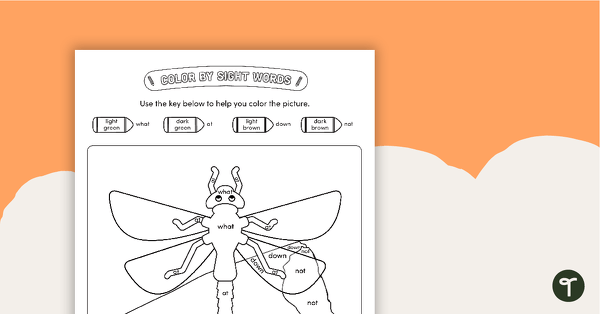 Go to Color by Sight Words - 4 Words - Dragonfly teaching resource