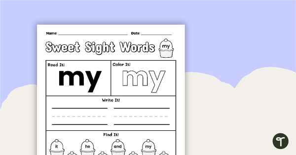 Go to Sweet Sight Words Worksheet - MY teaching resource