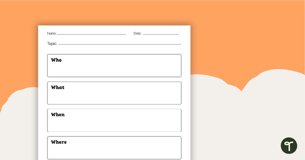 Go to 5 W's and 1 H Graphic Organizer - Portrait teaching resource