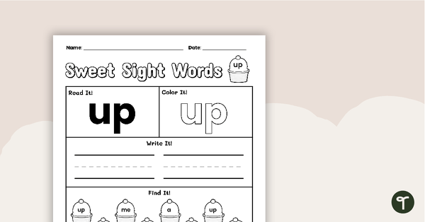 Go to Sweet Sight Words Worksheet - UP teaching resource