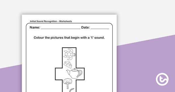 Go to Initial Sound Recognition Worksheet (Lower Case) – Letter t teaching resource