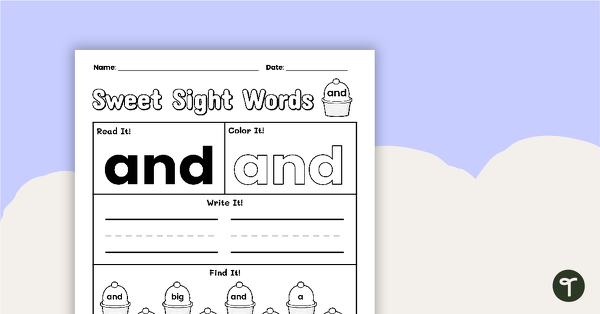 Go to Sweet Sight Words Worksheet - AND teaching resource