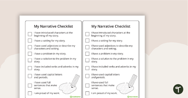 Go to Narrative Criteria Checklist Pack teaching resource