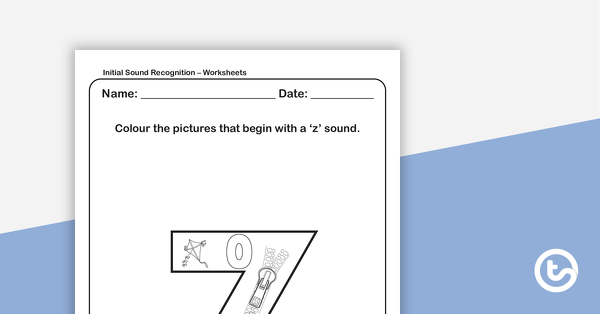 Go to Initial Sound Recognition Worksheet (Lower Case) – Letter z teaching resource