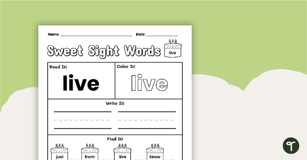 Go to Sweet Sight Words Worksheet - LIVE teaching resource