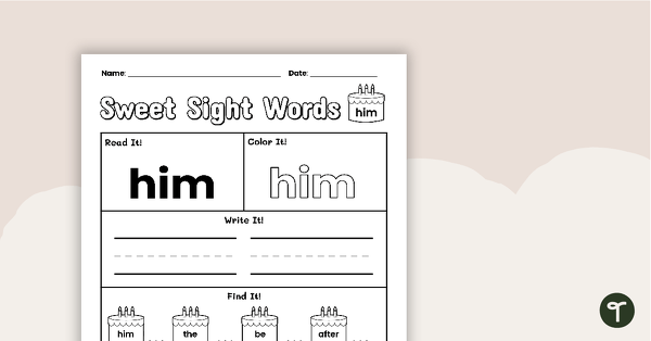 Go to Sweet Sight Words Worksheet - HIM teaching resource