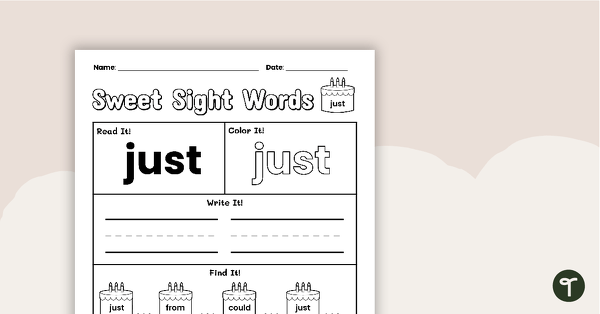 Go to Sweet Sight Words Worksheet - JUST teaching resource