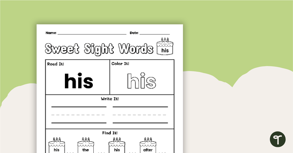 Go to Sweet Sight Words Worksheet - HIS teaching resource