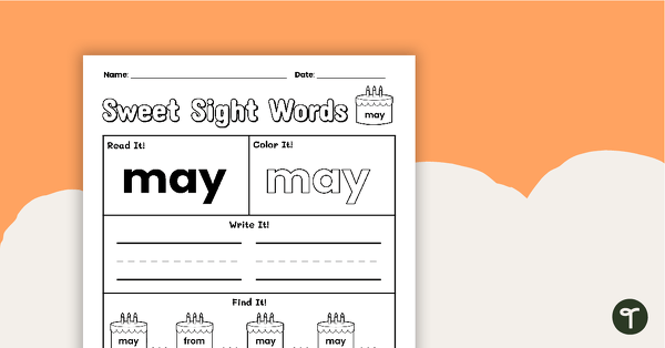 Go to Sweet Sight Words Worksheet - MAY teaching resource