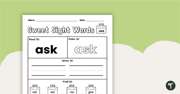 Go to Sweet Sight Words Worksheet - ASK teaching resource