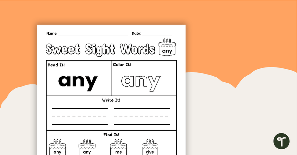 Go to Sweet Sight Words Worksheet - ANY teaching resource