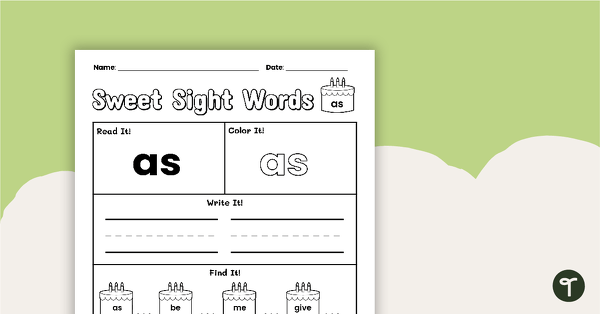 Go to Sweet Sight Words Worksheet - AS teaching resource