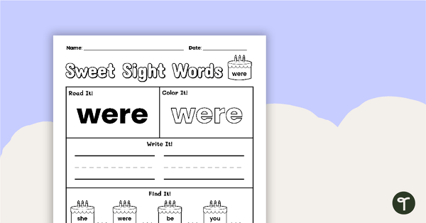 Go to Sweet Sight Words Worksheet - WERE teaching resource