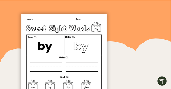 Go to Sweet Sight Words Worksheet - BY teaching resource