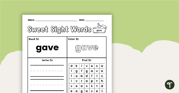 Go to Sweet Sight Words Worksheet - GAVE teaching resource