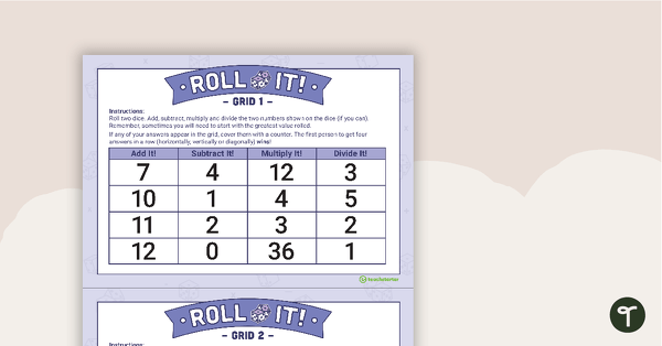 Go to Roll It Operations Game teaching resource