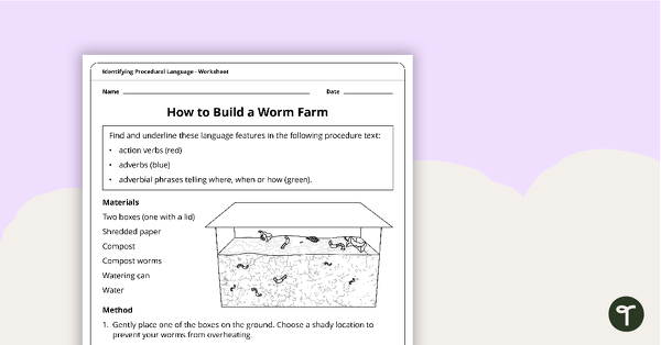 Go to Identifying Procedural Language Worksheets teaching resource