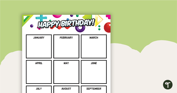 Go to Retro - Happy Birthday Chart teaching resource