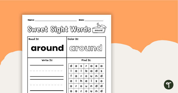 Go to Sweet Sight Words Worksheet - AROUND teaching resource