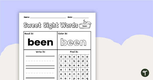 Go to Sweet Sight Words Worksheet - BEEN teaching resource