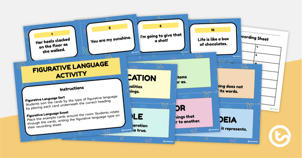 Go to Figurative Language Sorting Activity teaching resource