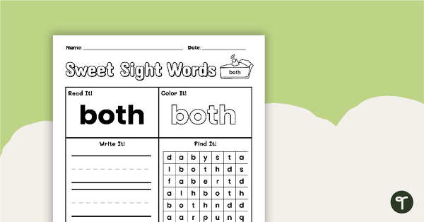 Go to Sweet Sight Words Worksheet - BOTH teaching resource