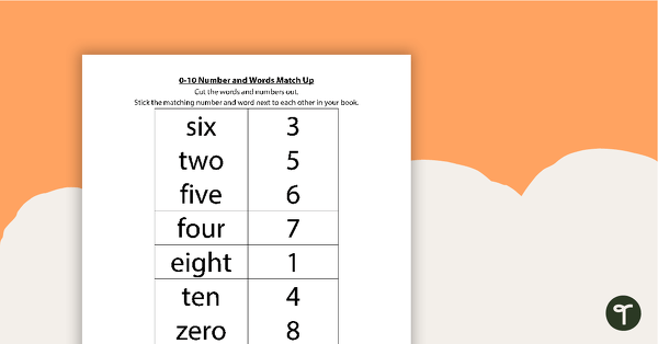 Go to 0-10 Number and Word Match-Up Worksheet teaching resource