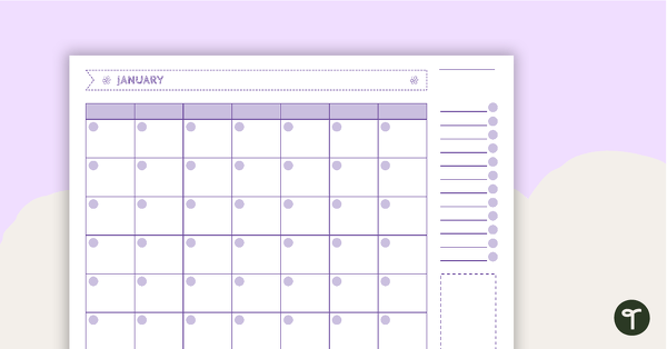 Go to Chevrons Printable Teacher Diary - Monthly Overview teaching resource