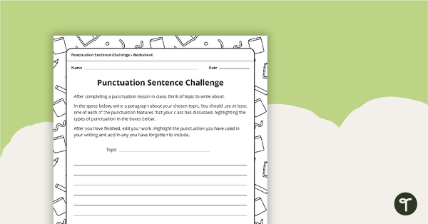 Go to Punctuation Sentence Challenge Worksheet teaching resource