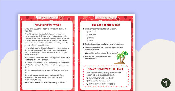 Go to Comprehension Task Cards - Identifying Author's Purpose teaching resource