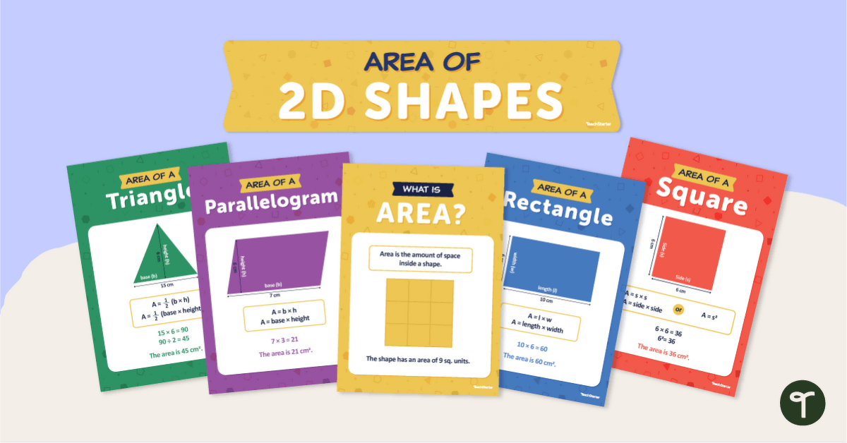 Area of 2D Shapes Posters teaching-resource