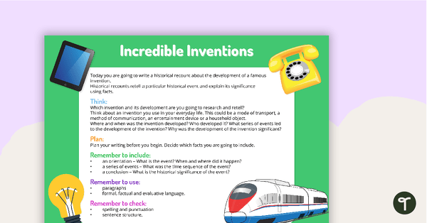 Go to 5 Historical Recount Stimulus Sheets teaching resource