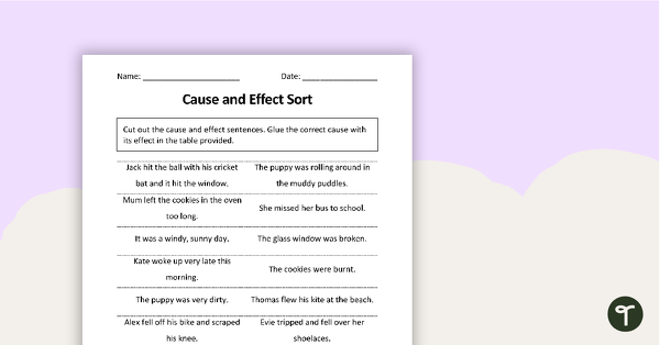 Go to Cause and Effect - Sentence Sort Worksheet teaching resource