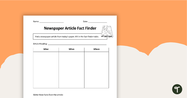 Go to Recalling Facts - Newspaper Worksheet teaching resource