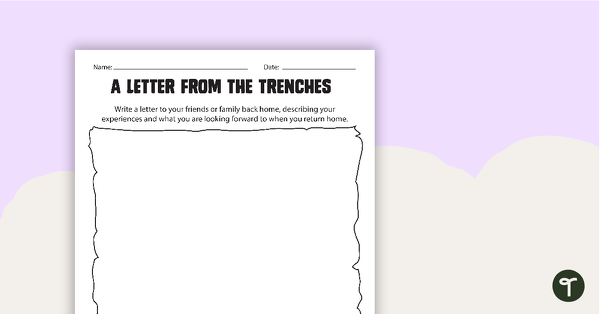 Go to A Letter From The Trenches - Worksheet teaching resource