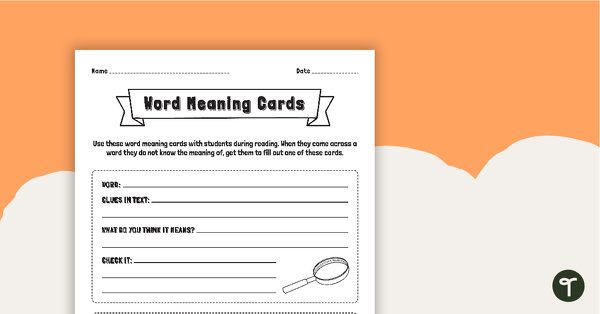 Go to Finding Word Meaning In Context - Word Meaning Cards teaching resource