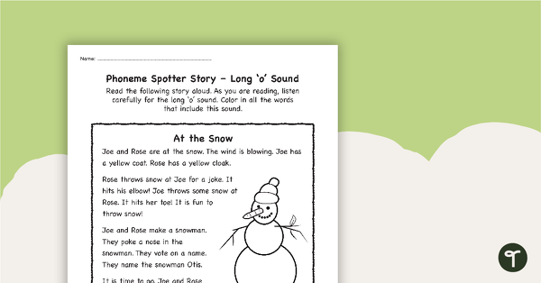 Go to Phoneme Spotter Story – Long 'o' Sound teaching resource