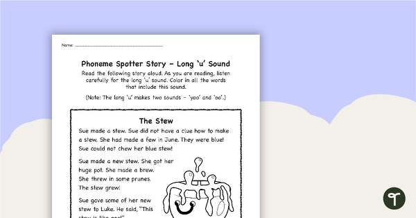 Go to Phoneme Spotter Story – Long 'u' Sound teaching resource