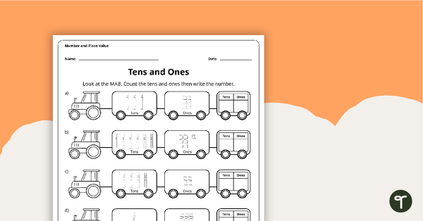 Go to Tens and Ones - MAB Worksheet teaching resource