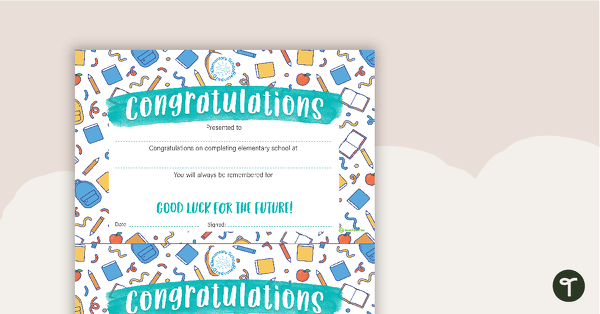 Go to Editable 5th Grade Graduation Certificate teaching resource