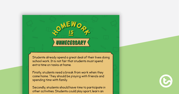 Go to Sequencing Activity - Homework is Unnecessary (Persuasive Text) - Simplified Version teaching resource